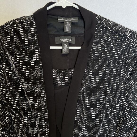 R&M Richards Women's Black Sleeveless Dress & Jacket Black Glitter Size 14W - Picture 7 of 8
